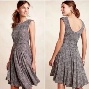 ANTHROPOLOGIE MOULINETTE SOEURS South Shore Geometric Striped Swing Dress Size M